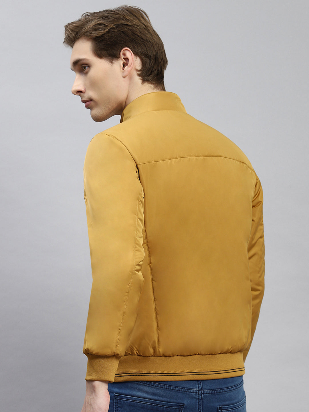 Men Mustard Plain Jacket