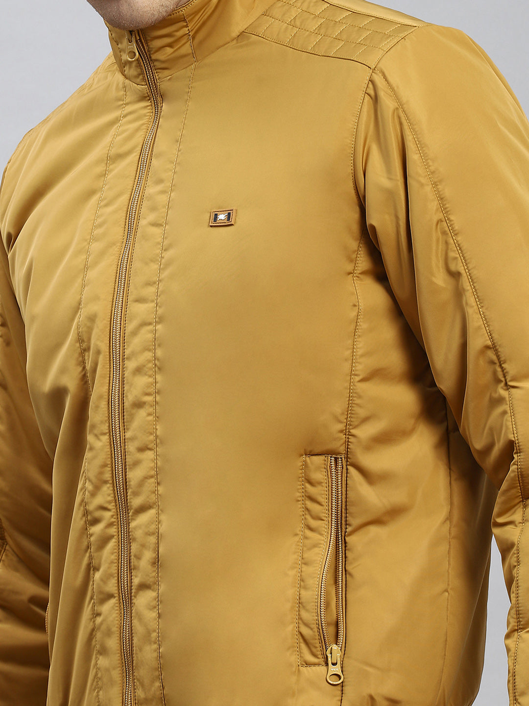 Men Mustard Plain Jacket