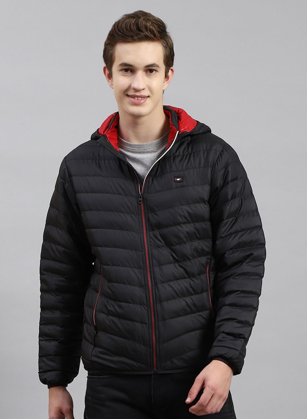 Men Black Solid Polyester Blend Jacket