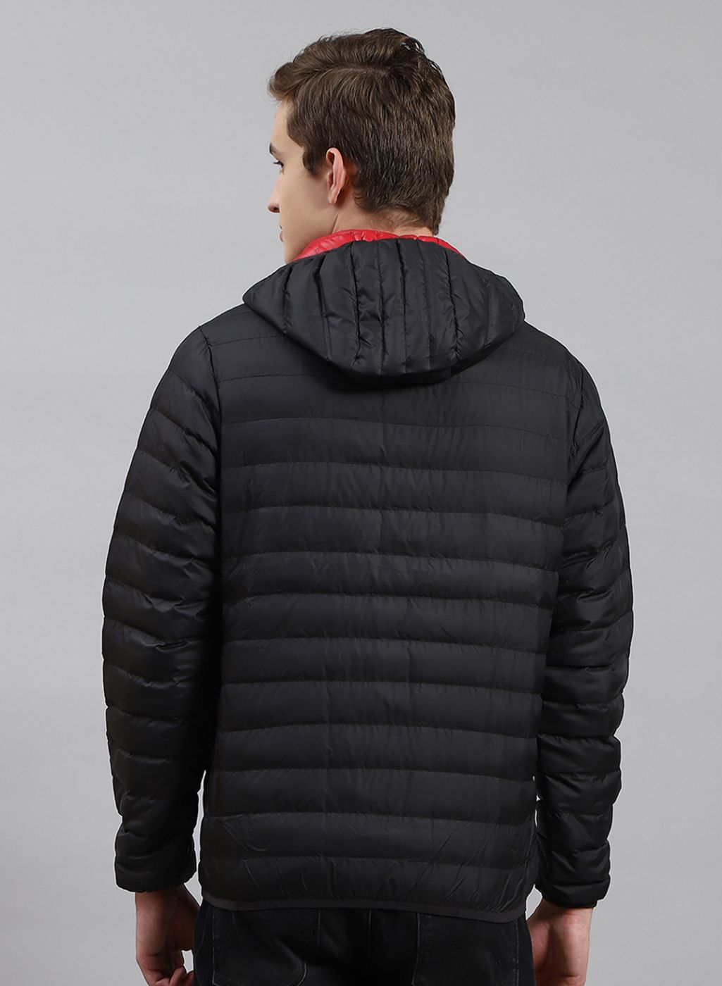 Men Black Solid Polyester Blend Jacket