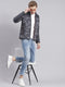 Men Grey Printed Hooded Full Sleeve Jackets