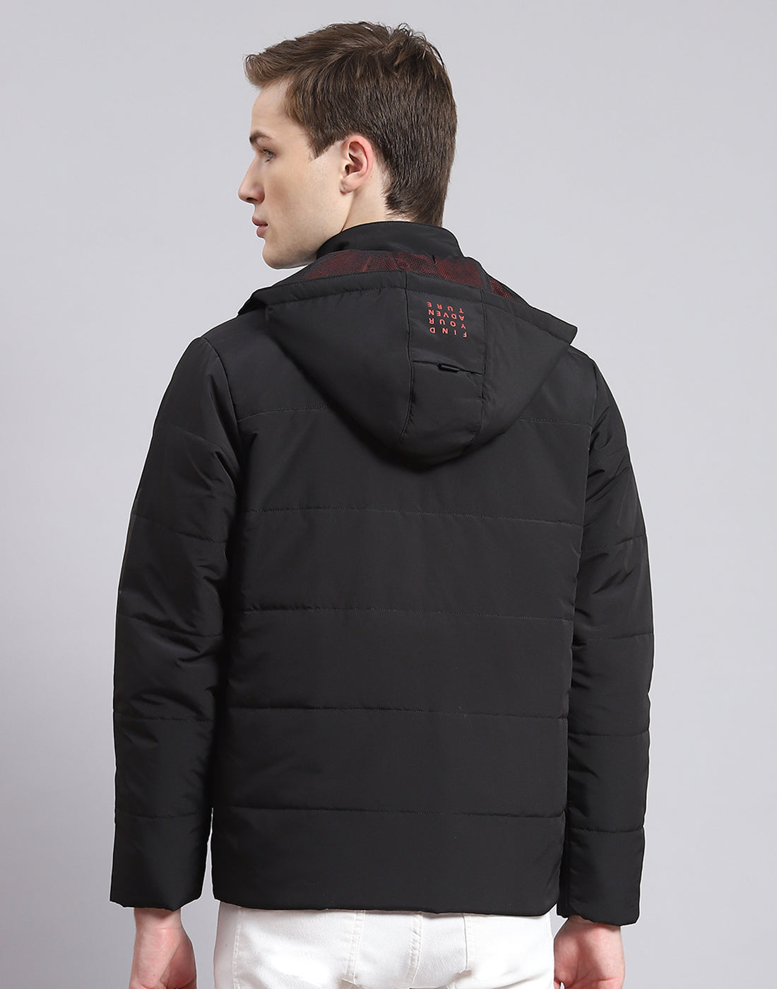 Men Black Solid Hooded Full Sleeve Jacket