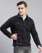 Men Grey Solid Collar Full Sleeve Jacket