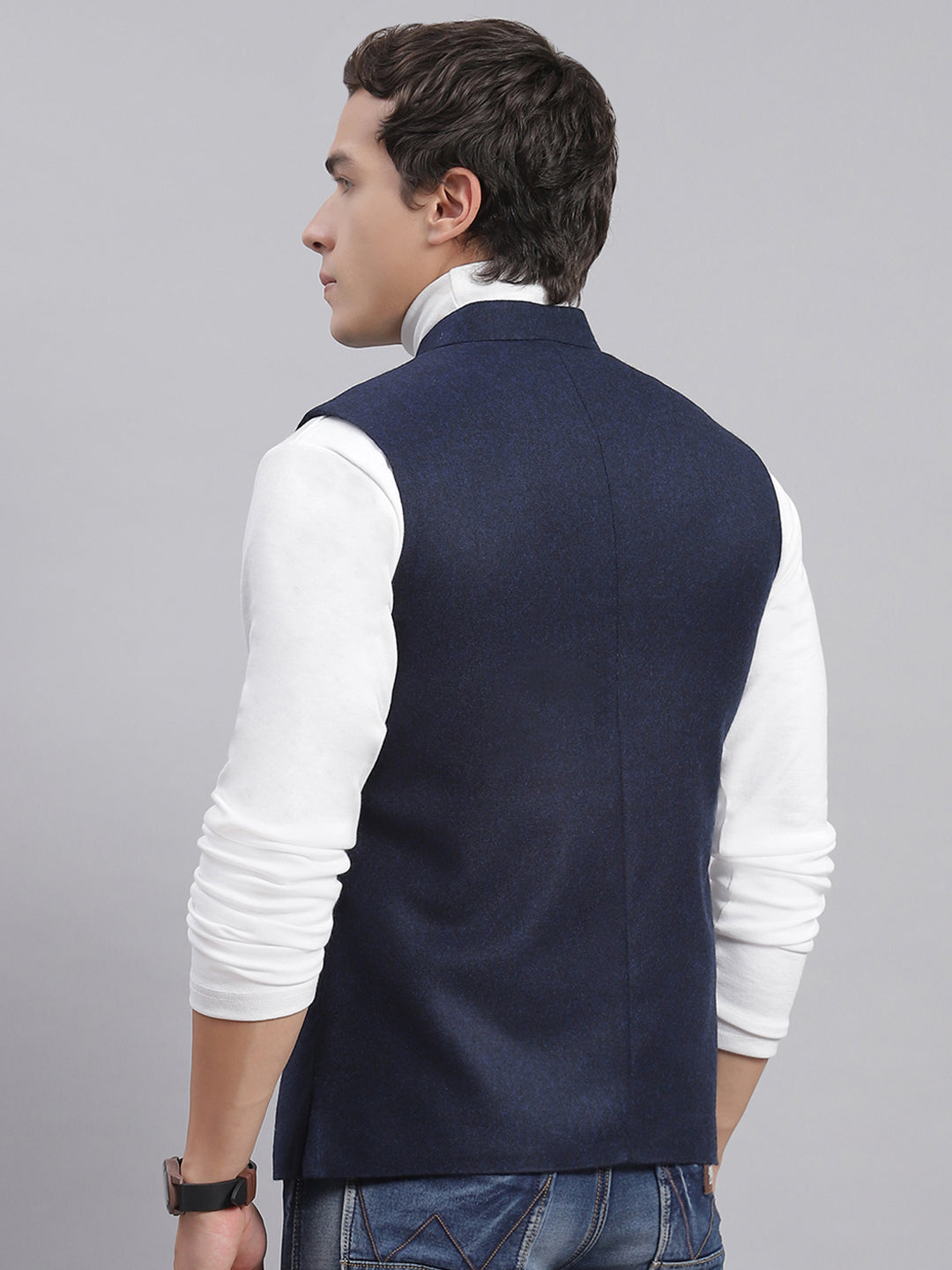 Buy HANGUP White Solid Blended Regular Fit Men's Occasion Wear Nehru Jacket  | Shoppers Stop