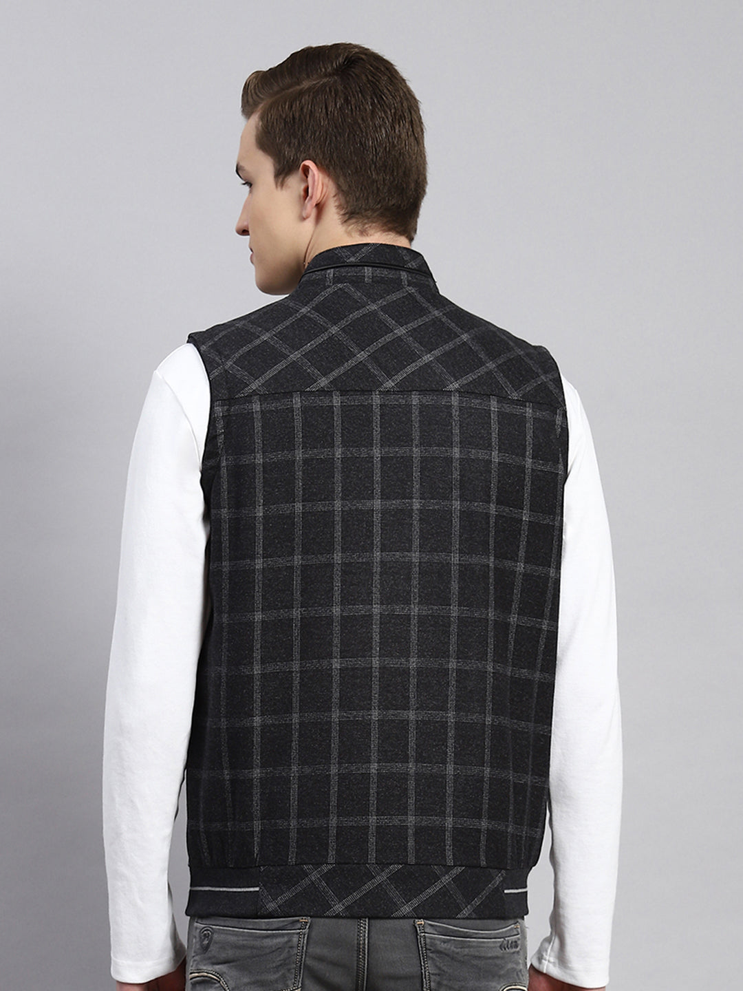 Men Grey Check Coat