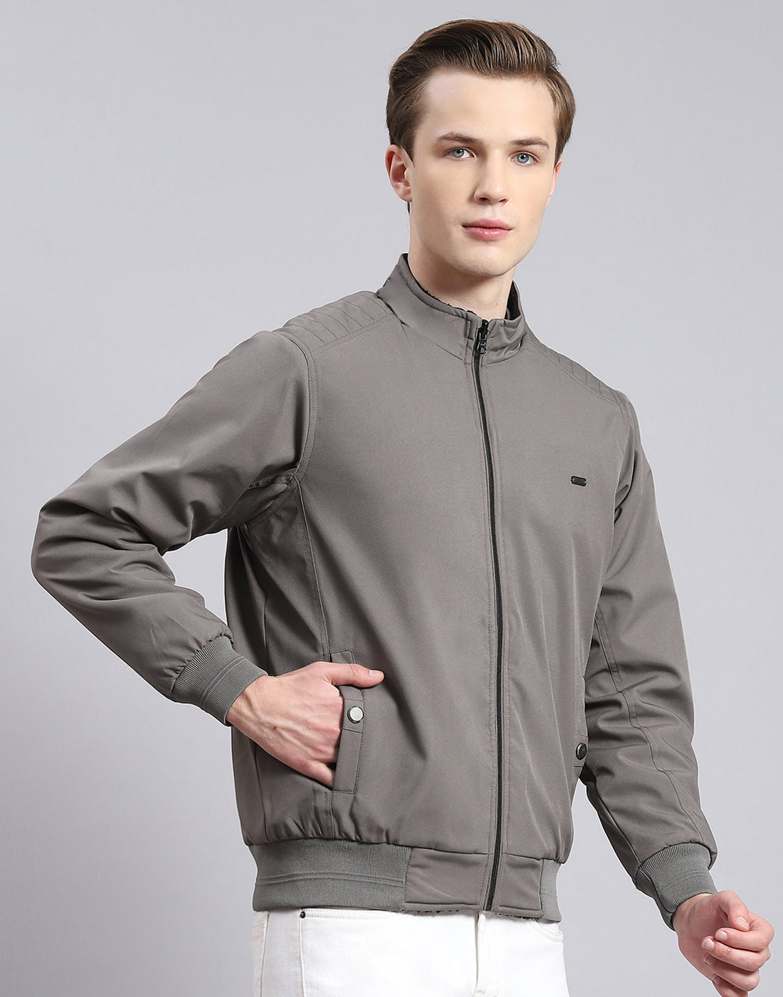 Buy ALLEN SOLLY Grey Polyester Zip Closure Regular Fit Mens Casual Wear  Jacket | Shoppers Stop