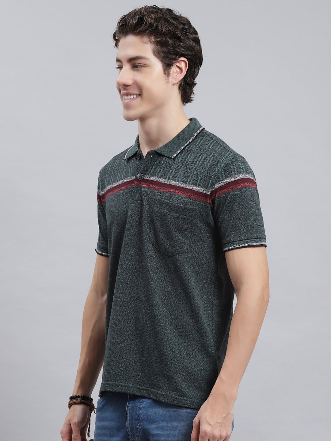 Men Green Stripe T-Shirt