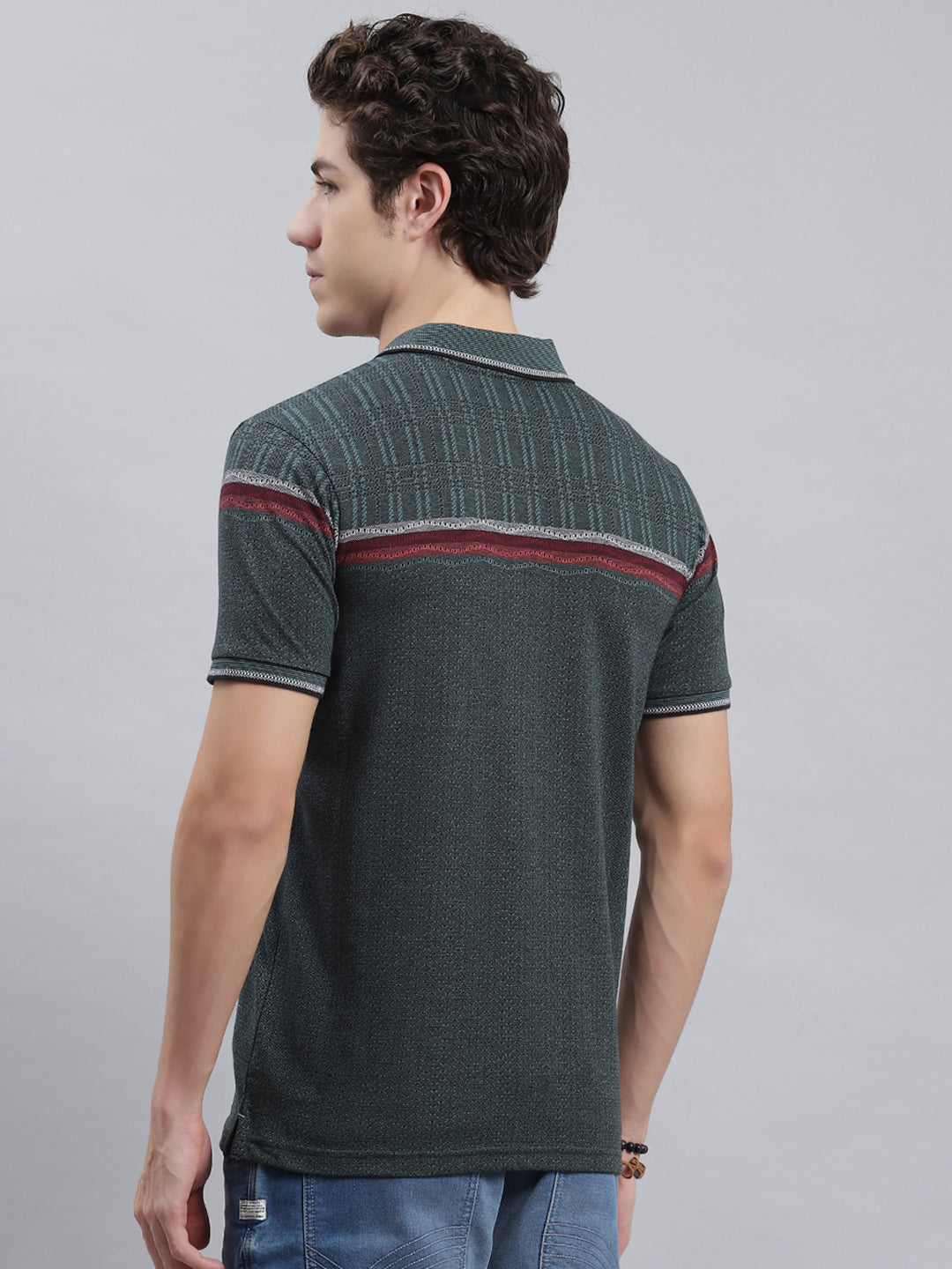 Men Green Stripe T-Shirt