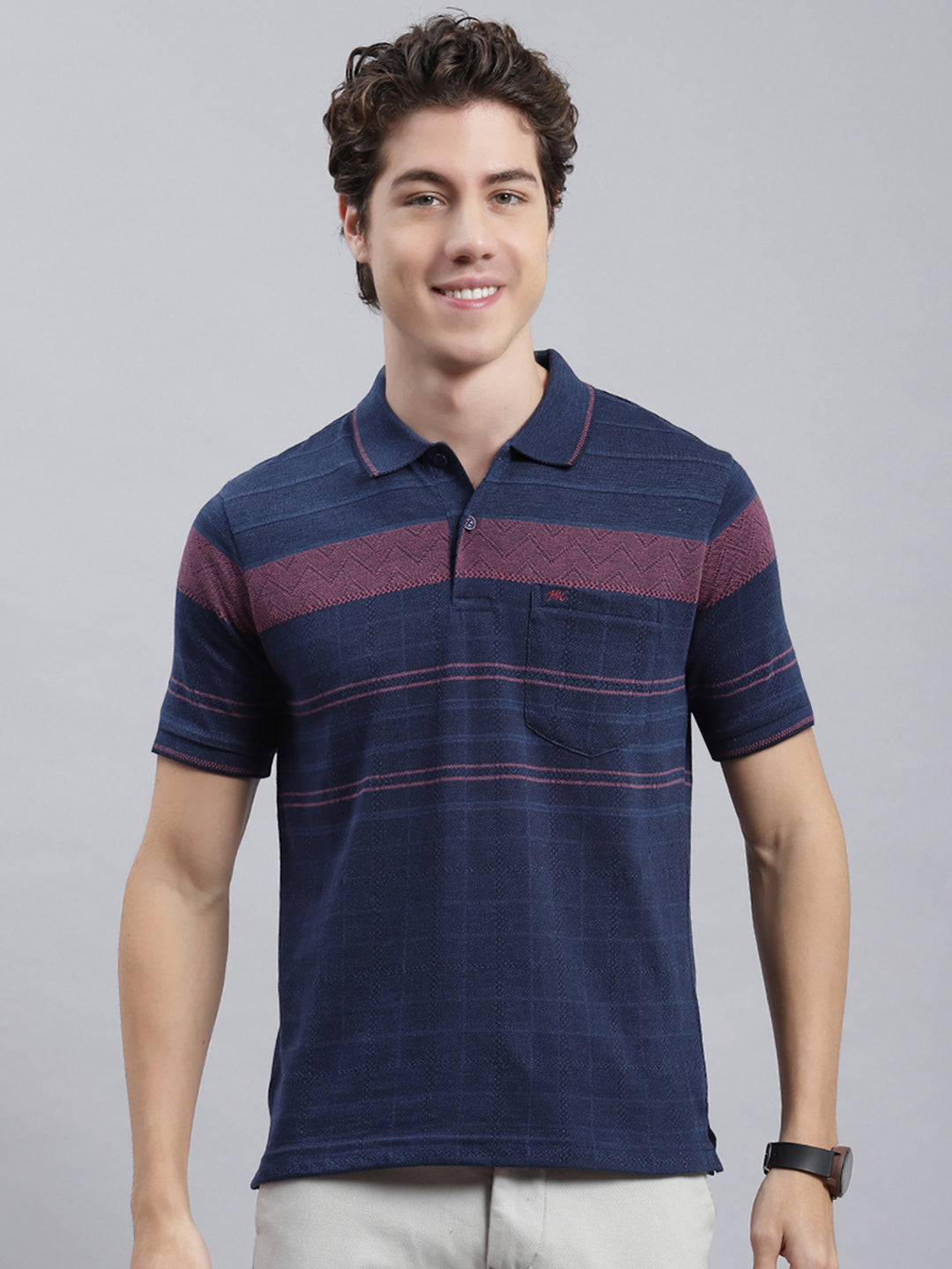 Men Blue Stripe T-Shirt