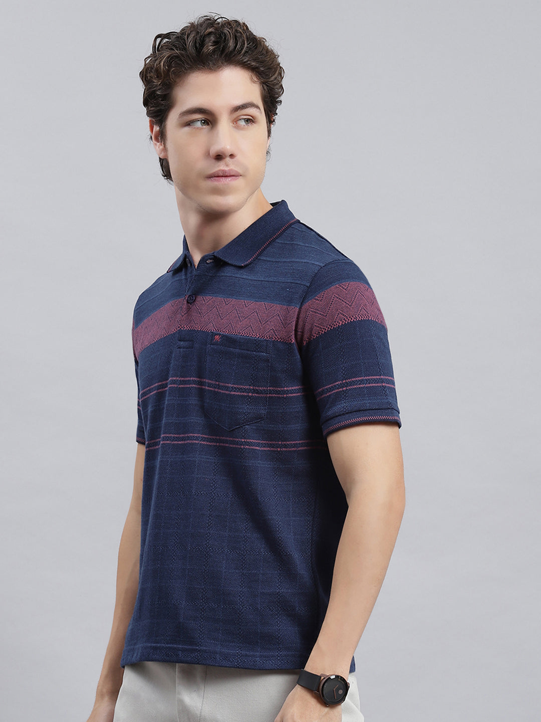 Men Blue Stripe T-Shirt