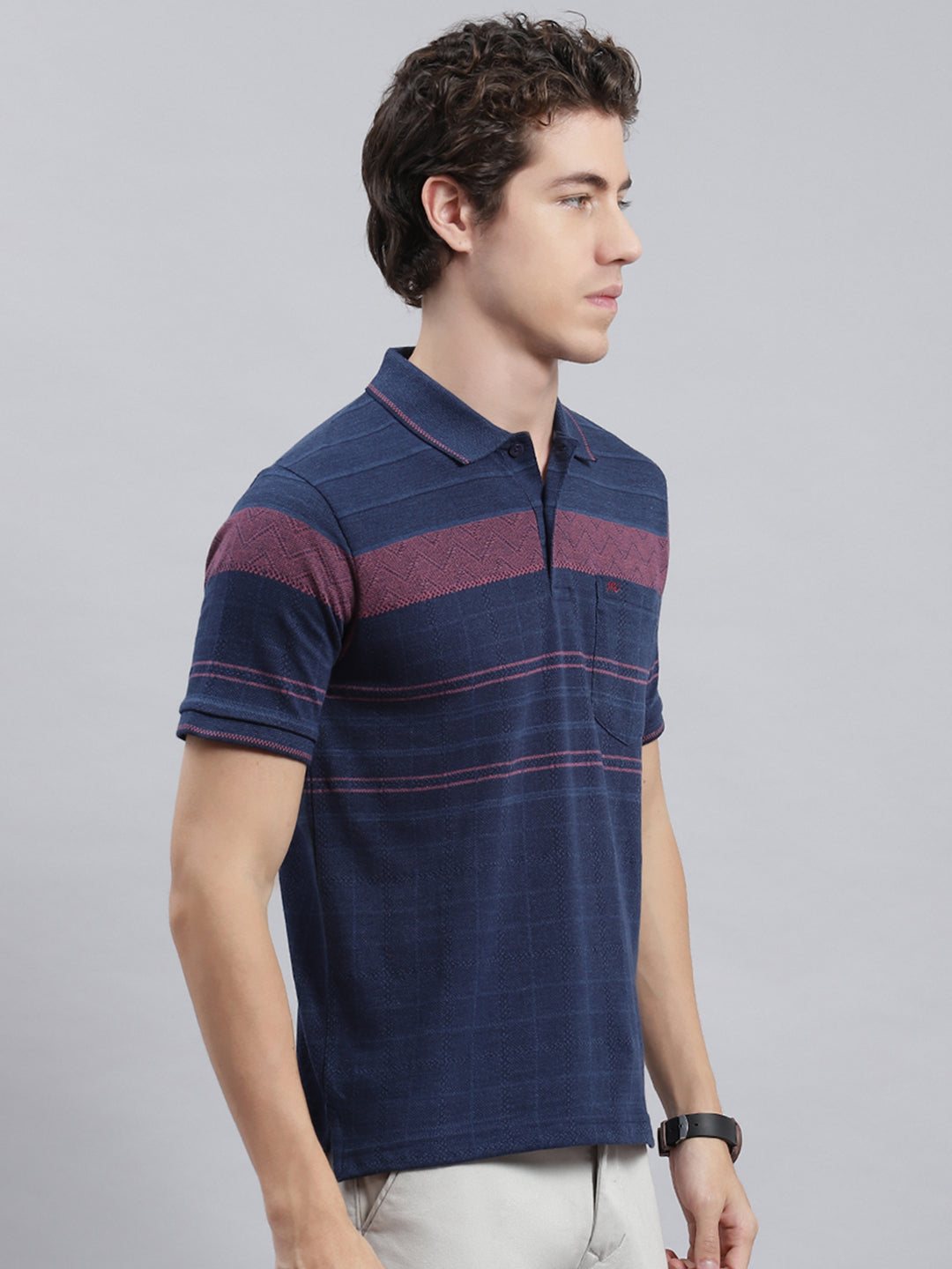 Men Blue Stripe T-Shirt