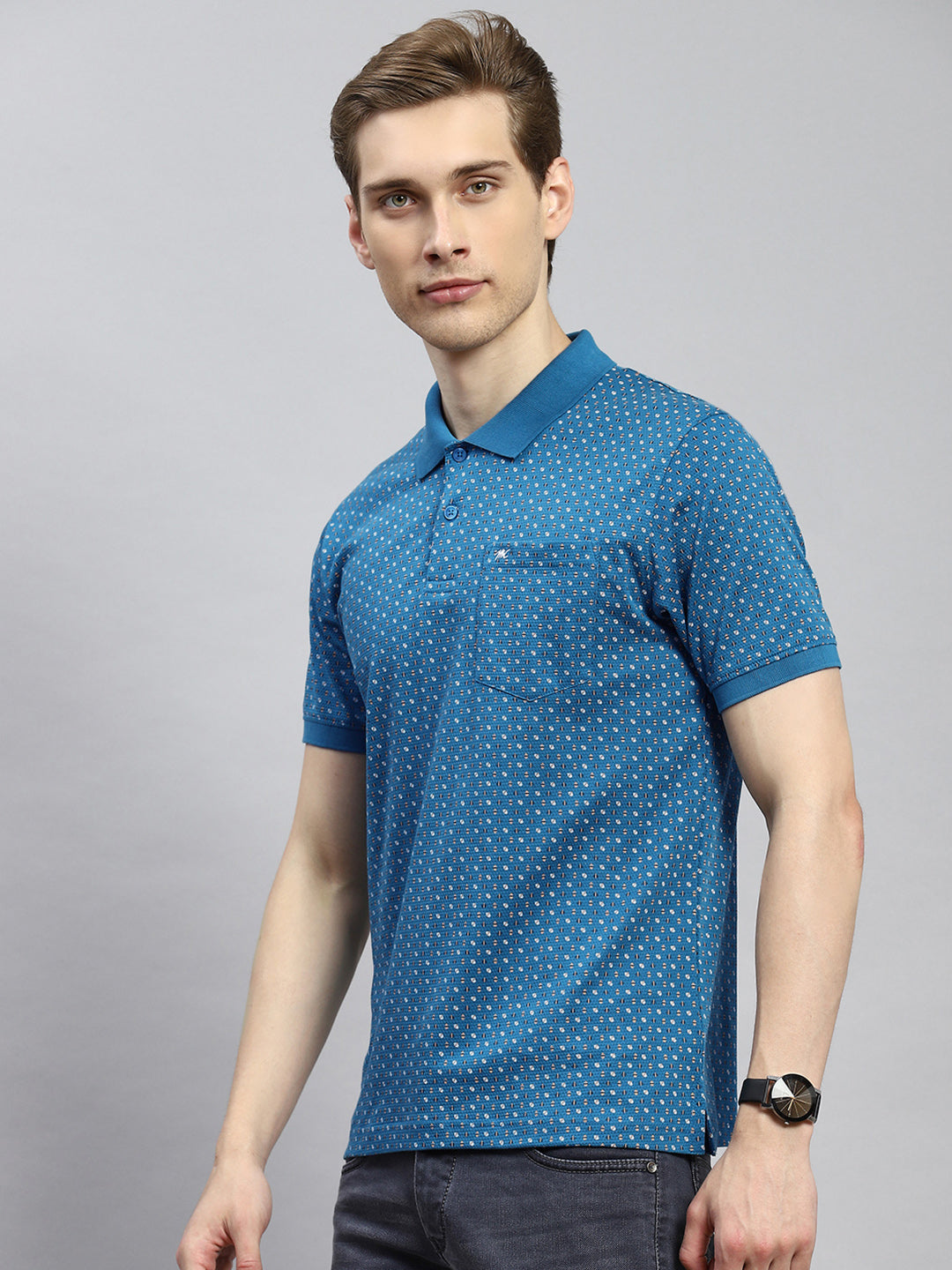 Men Blue Printed T-Shirt