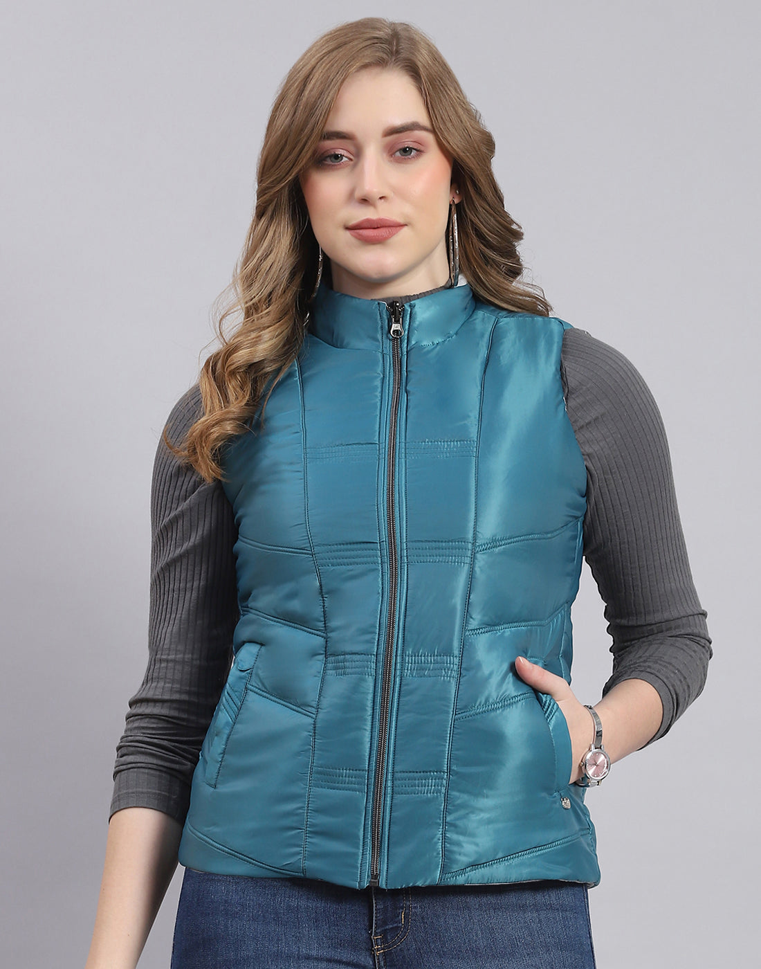 Half sleeve winter jacket for ladies best sale