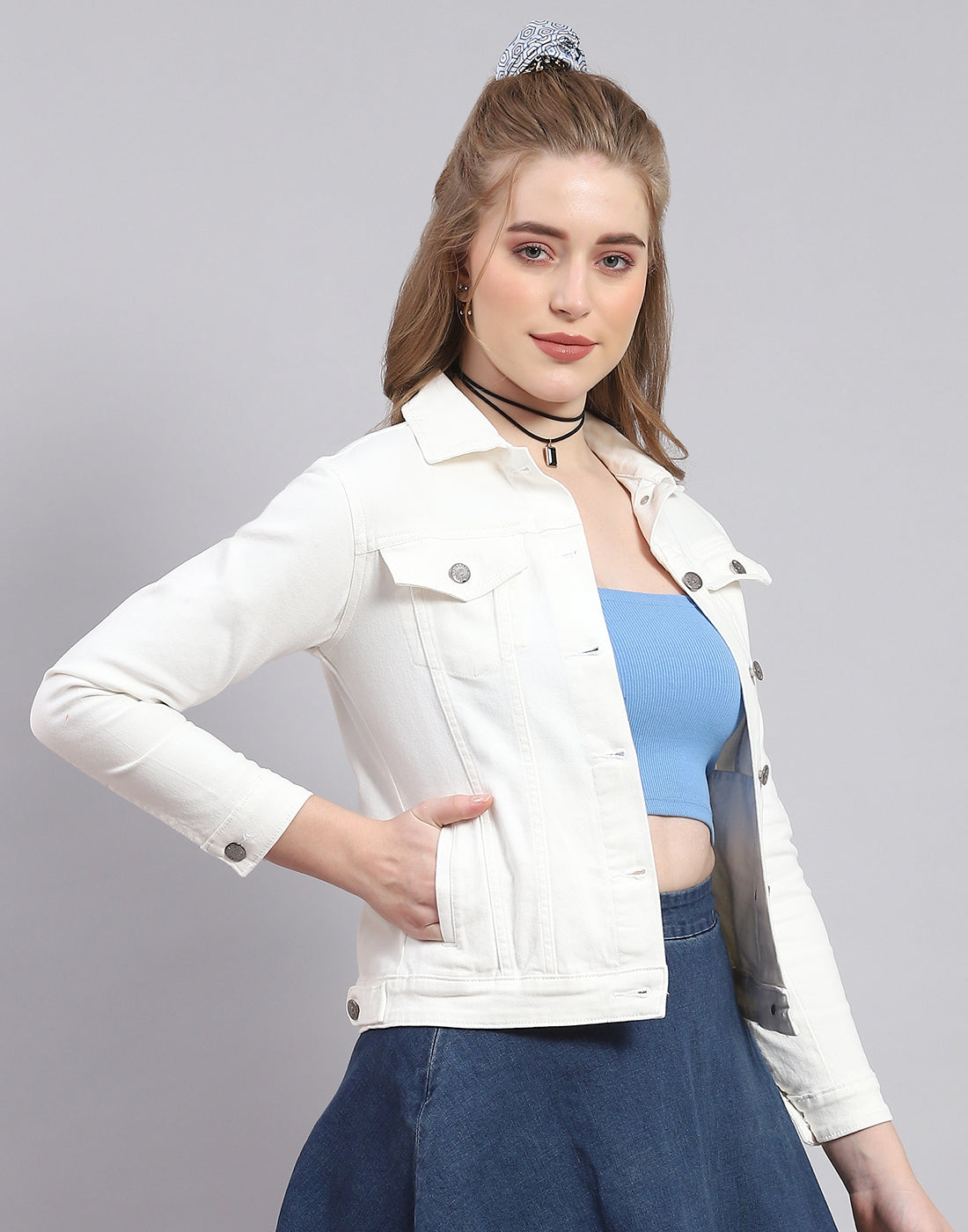 White denim jacket womens on sale india