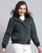 Women Green Solid Hooded Full Sleeve Jacket