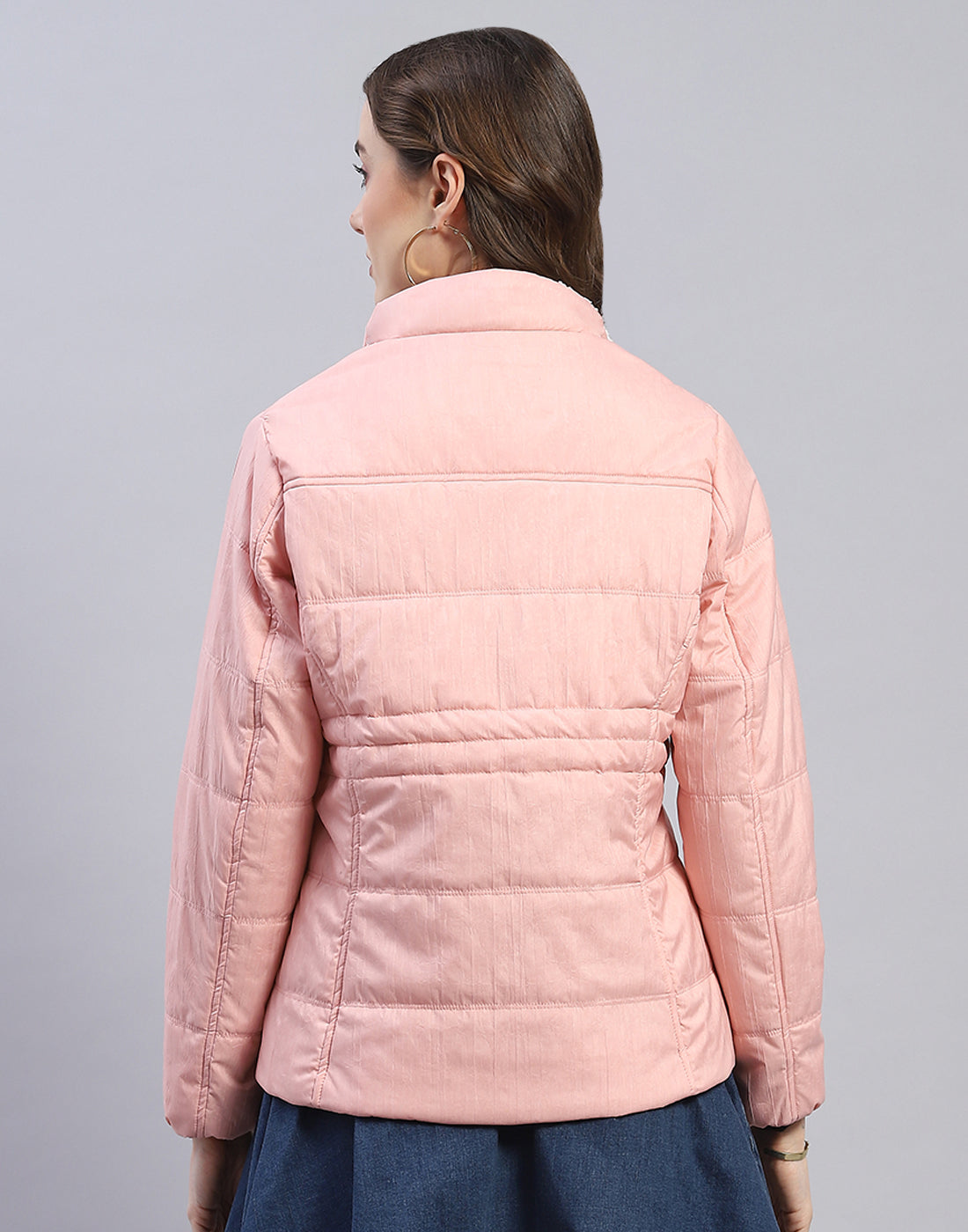 Women Pink Solid Hooded Full Sleeve Jacket