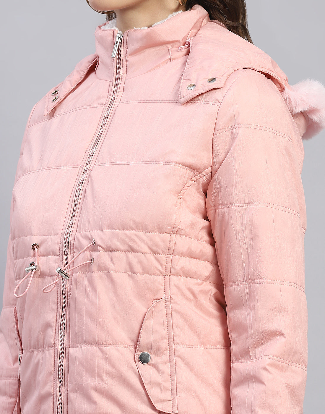 Buy Women Pink Solid Hooded Full Sleeve Jacket Online in India - Monte Carlo