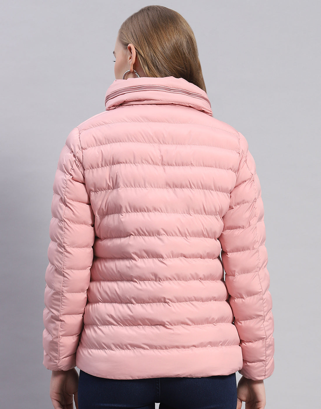 Women Pink Solid H Neck Full Sleeve Jacket