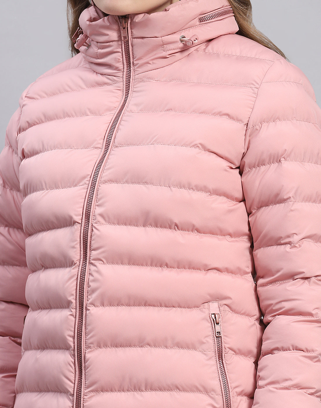 Women Pink Solid H Neck Full Sleeve Jacket