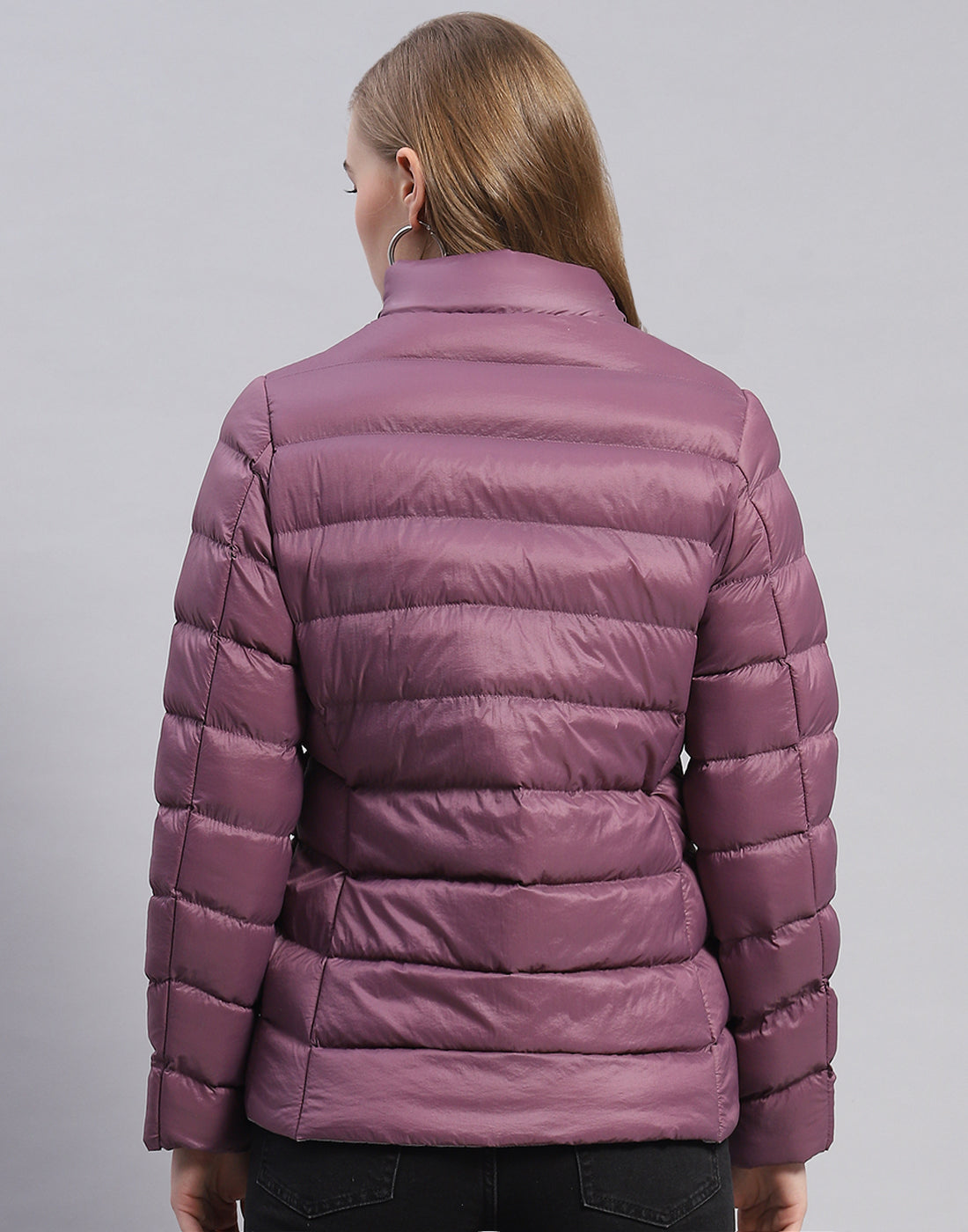 Women Purple Solid Hooded Full Sleeve Jacket