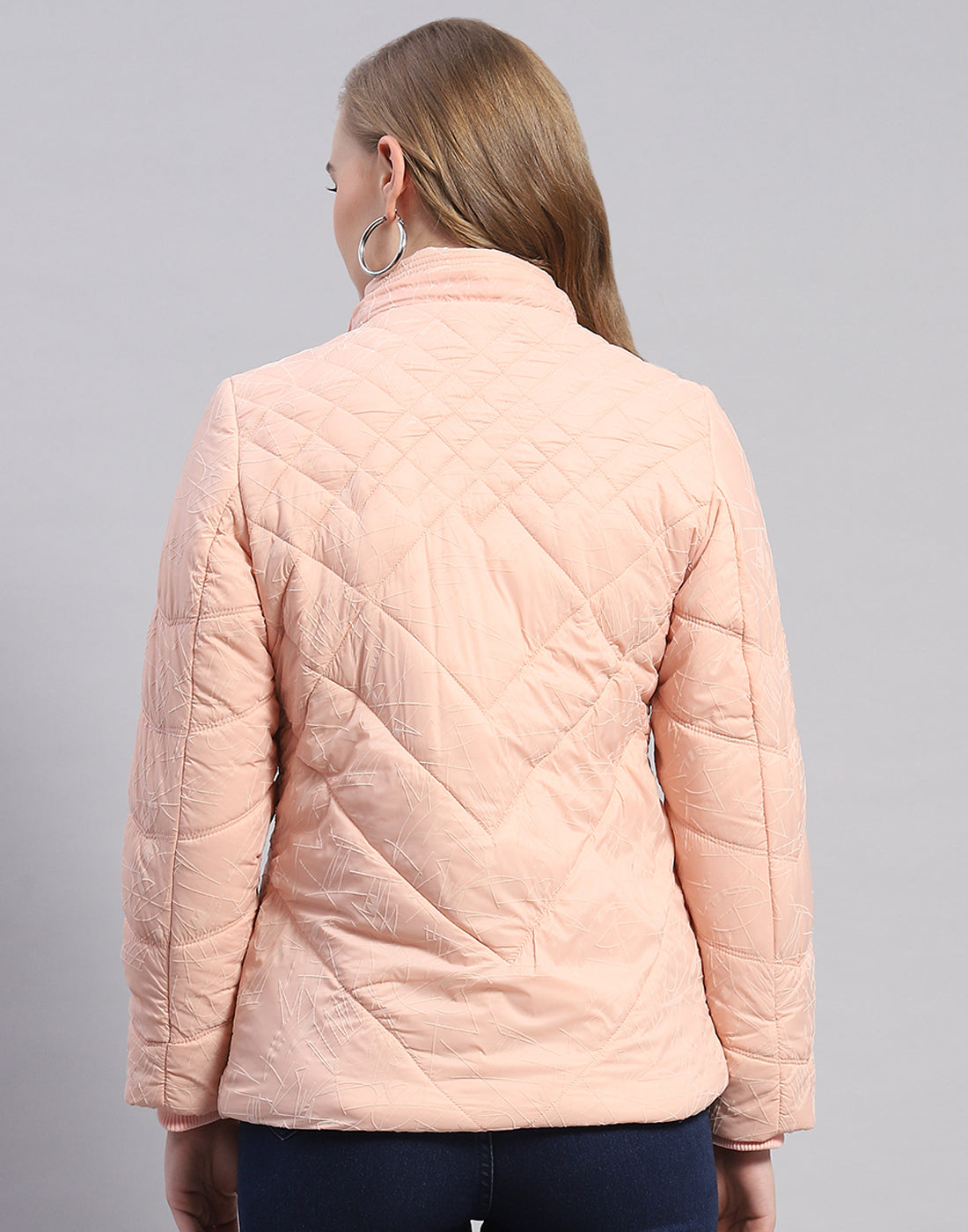 Women Peach Solid Hooded Full Sleeve Jacket