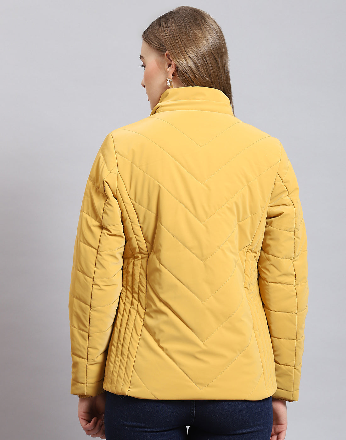 Women Mustard Solid Hooded Full Sleeve Jacket