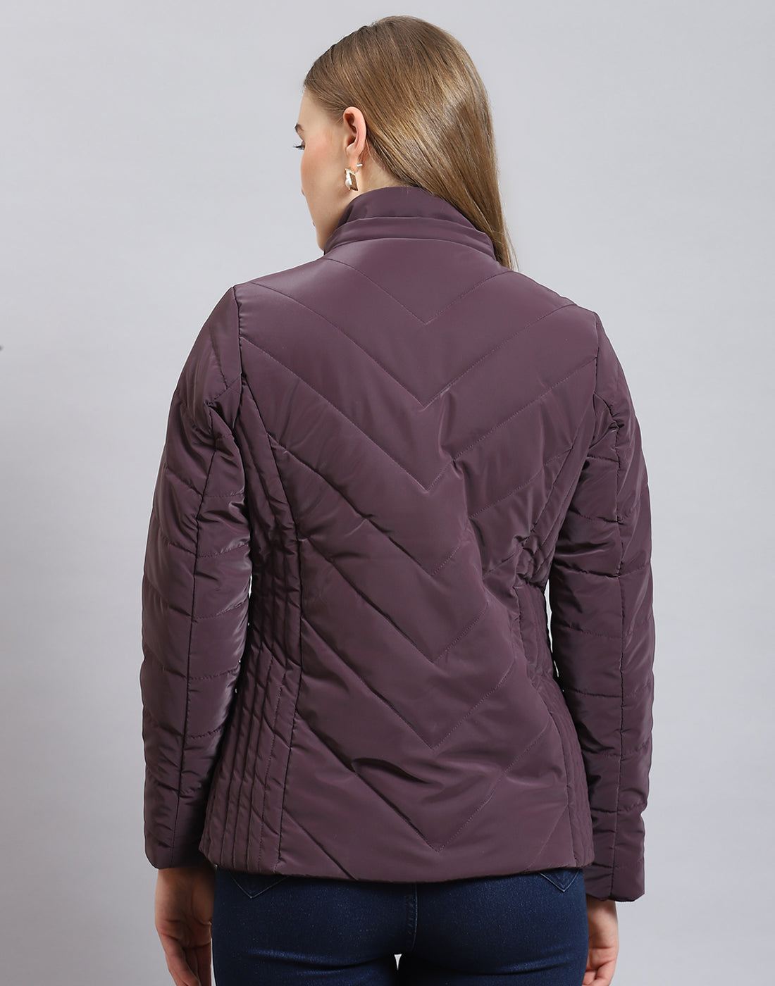 Women Purple Solid Hooded Full Sleeve Jacket