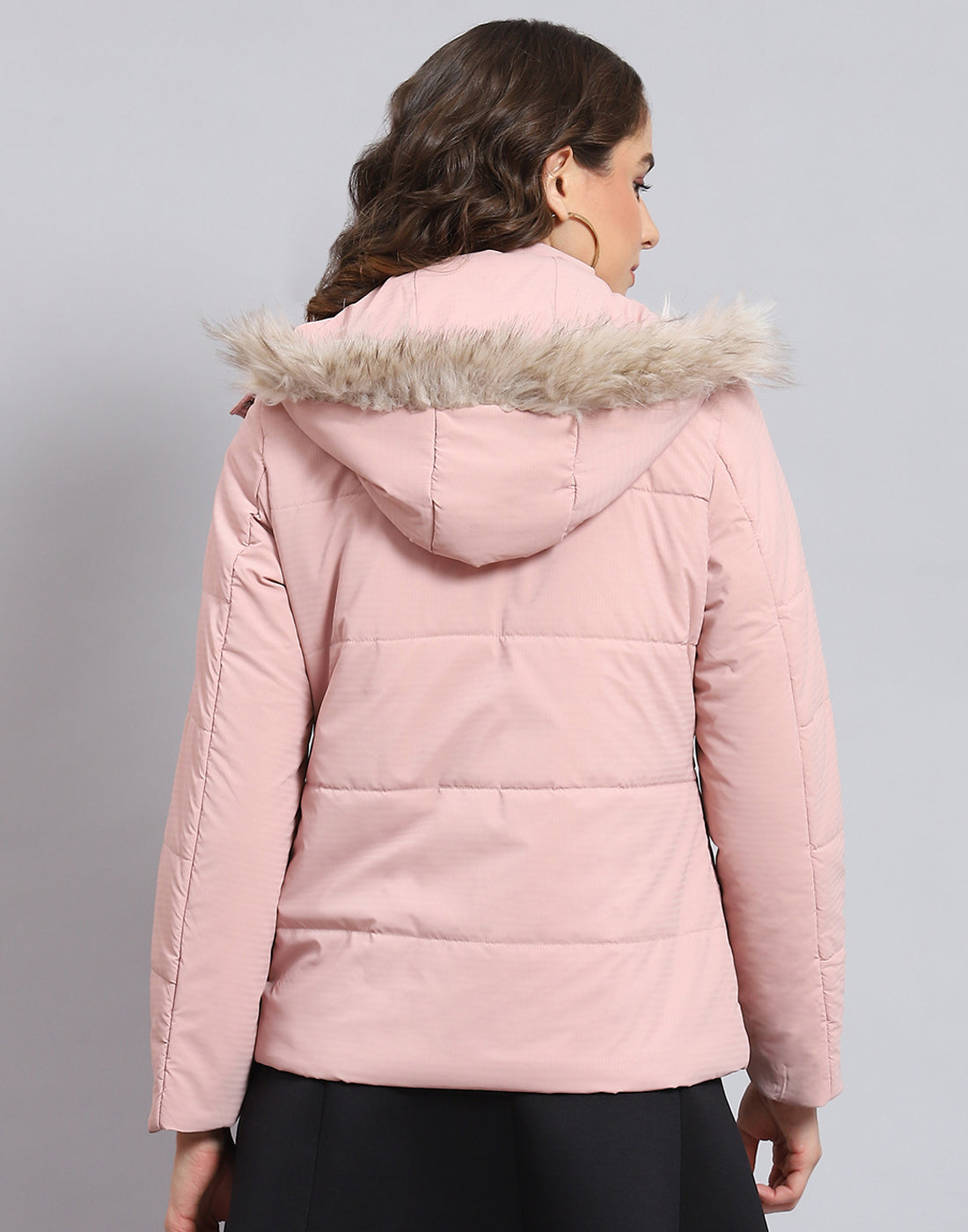 Women Pink Solid Hooded Full Sleeve Jacket