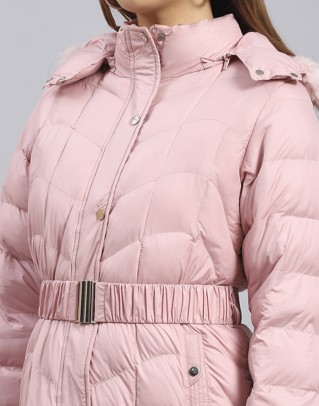 Women Pink Solid Hooded Full Sleeve Jacket