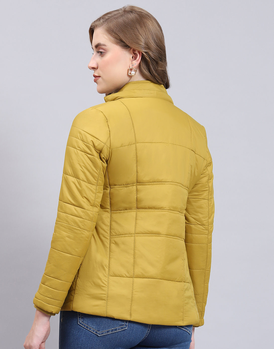 Women Mustard Solid Hooded Full Sleeve Jacket