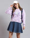 Women Purple Embellished Round Neck Full Sleeve Sweatshirt