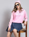 Women Pink Printed Round Neck Full Sleeve Sweatshirt