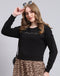 Women Black Embroidered Round Neck Full Sleeve Sweatshirt