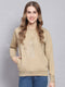 Women Khaki Printed Round Neck Full Sleeve Sweatshirts