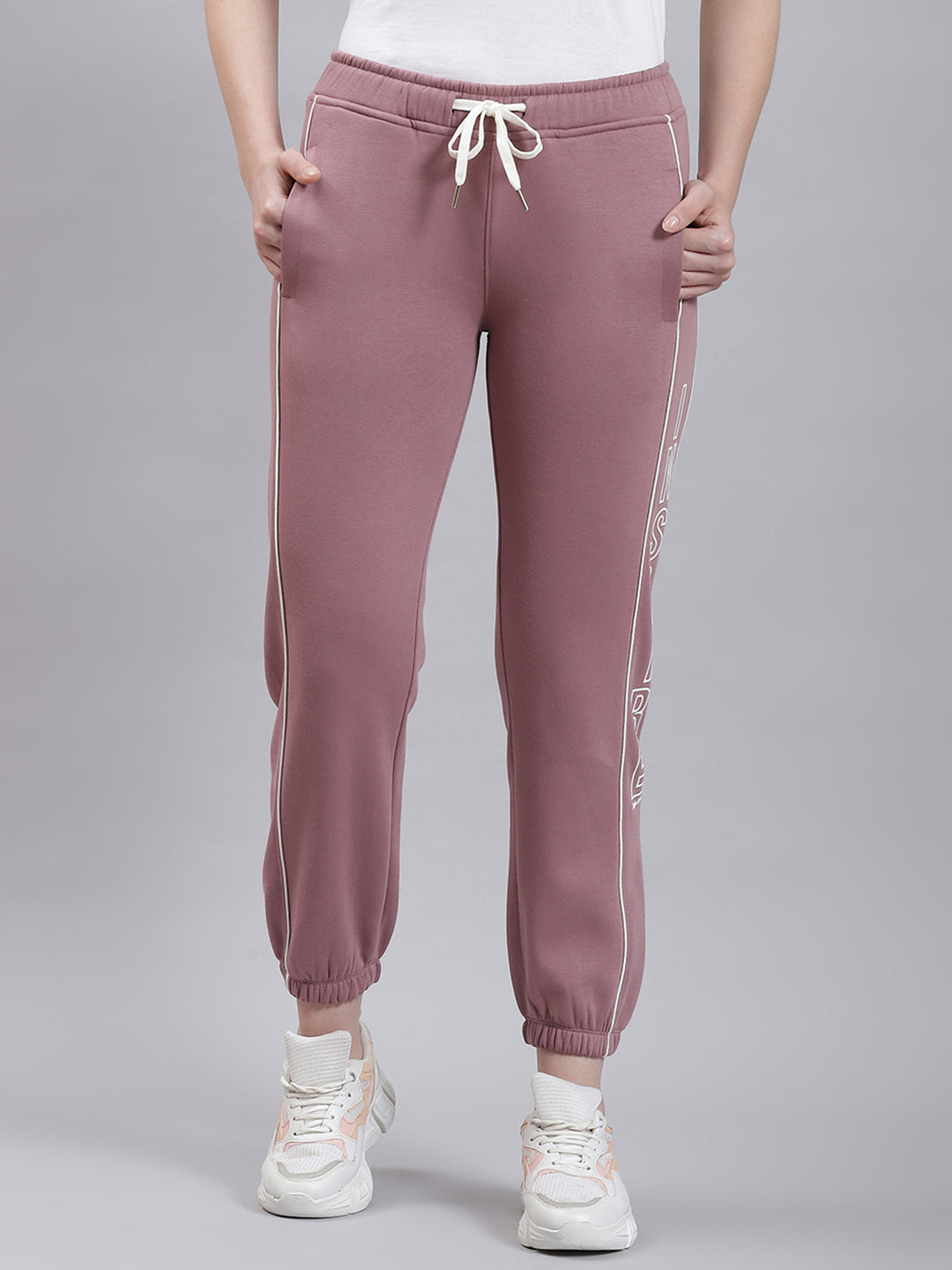 Women Pink Solid Regular Fit Winter Lowers