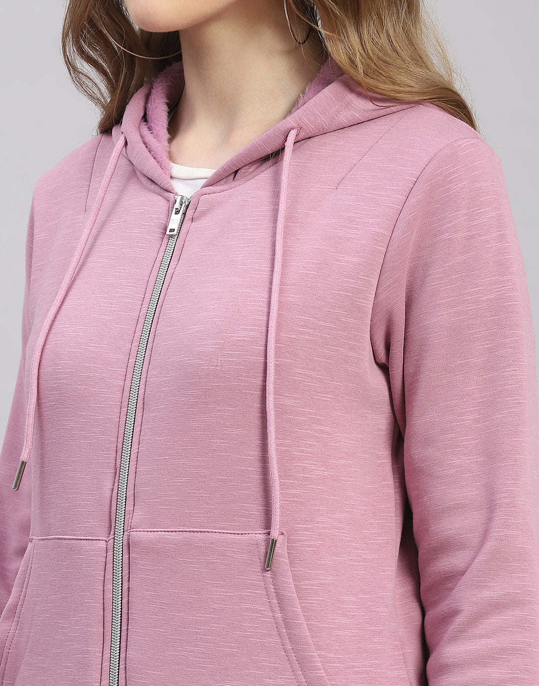 Women Purple Solid Hooded Full Sleeve Tracksuit