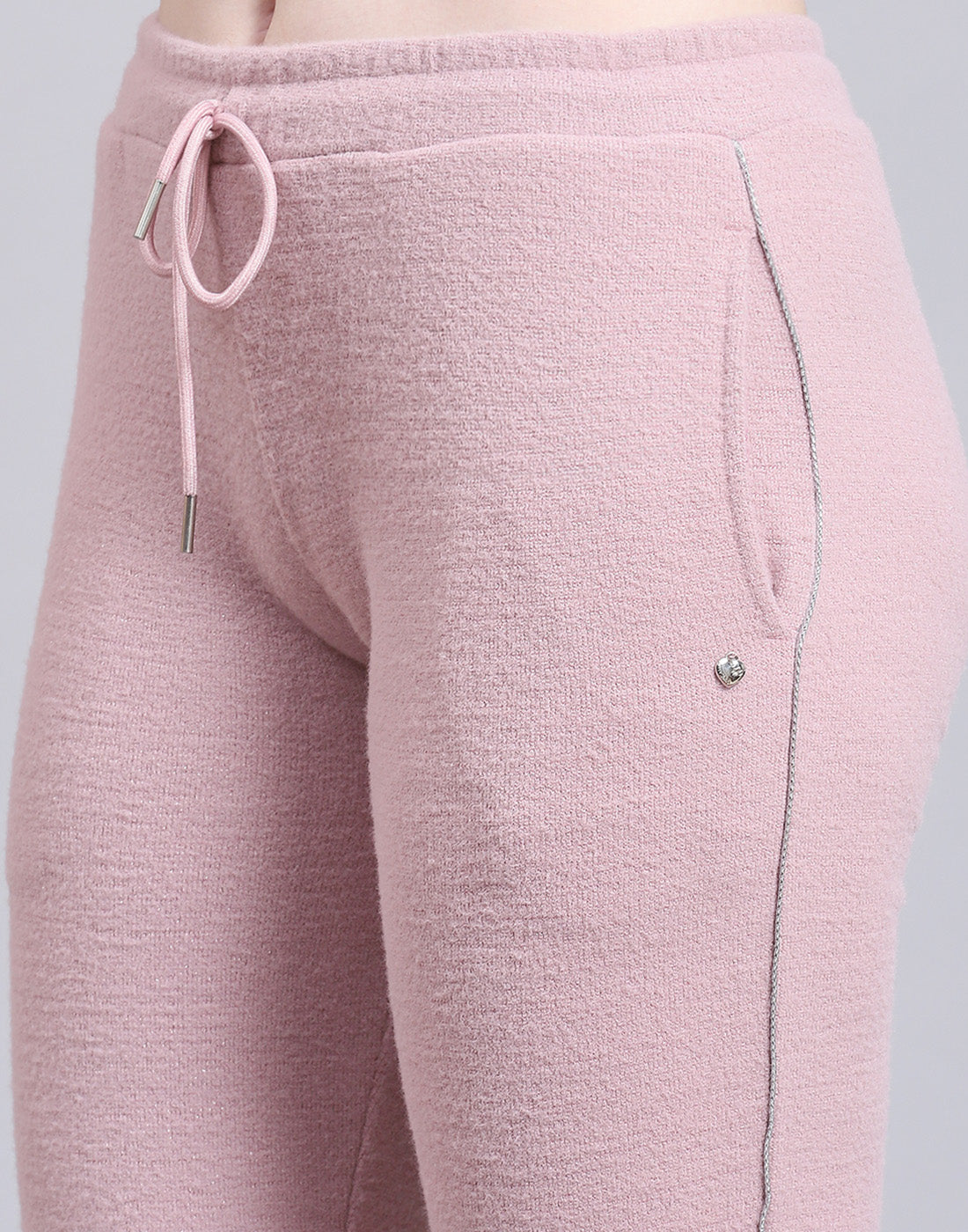 Women Pink Solid F Neck Full Sleeve Cords Set