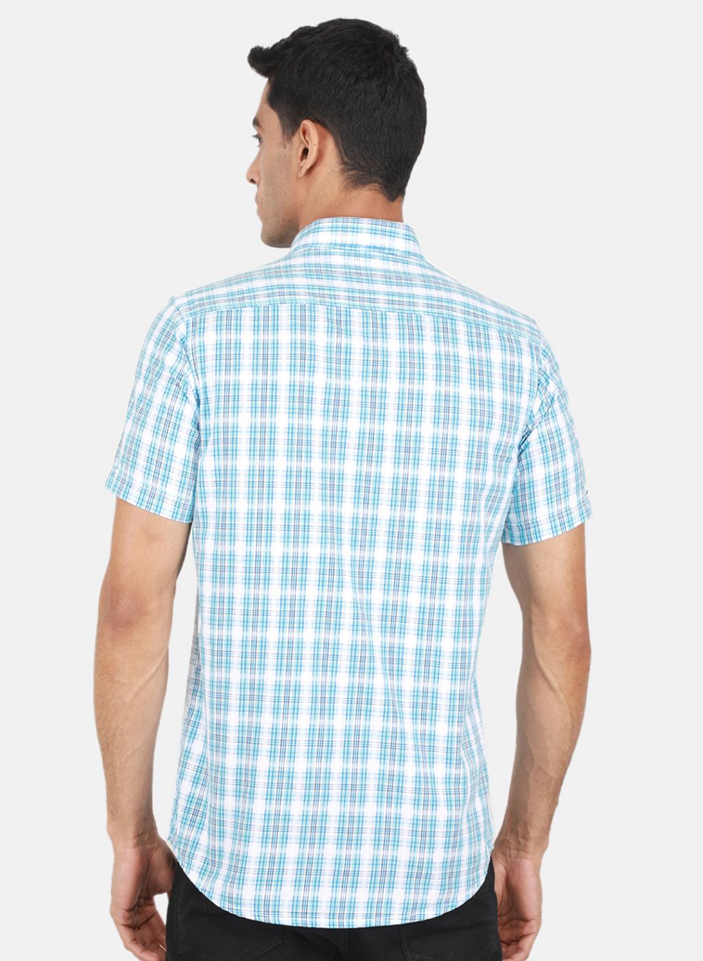 Men Blue Check Shirt