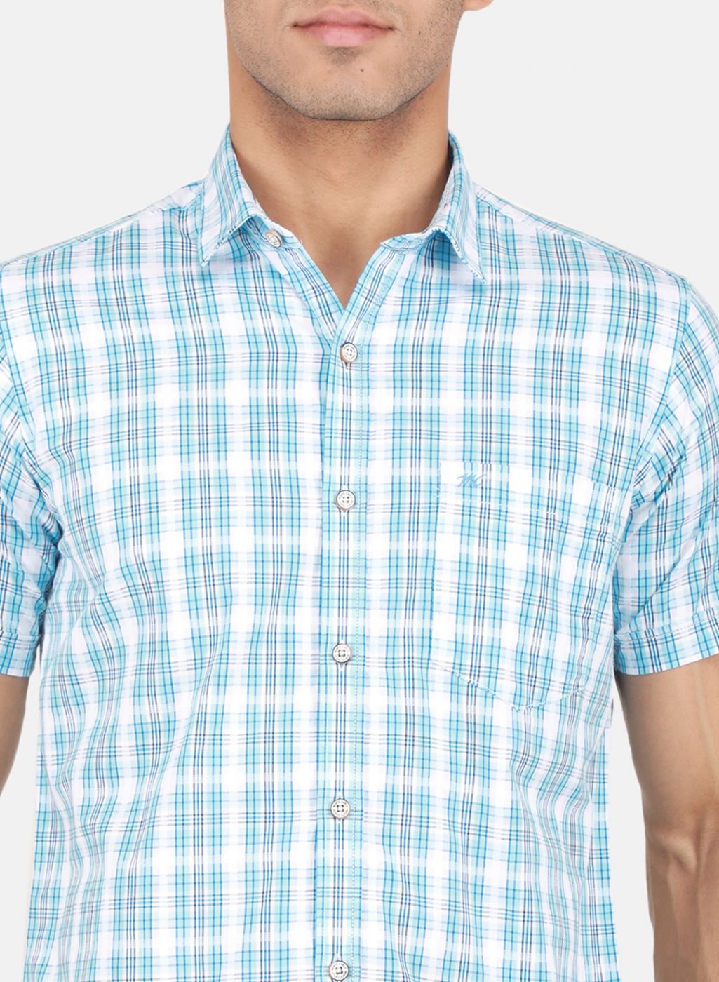 Men Blue Check Shirt