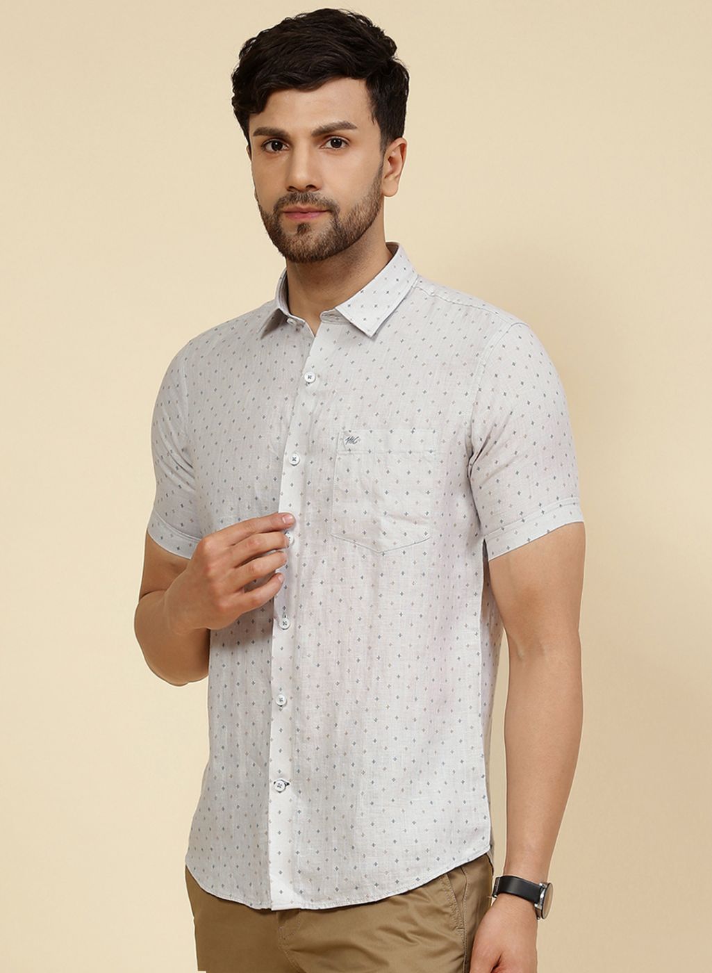 Men Grey Printed Shirt