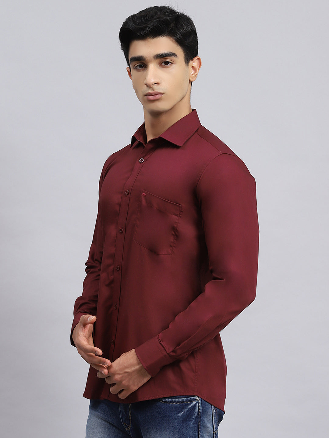 Men Maroon Solid Shirt