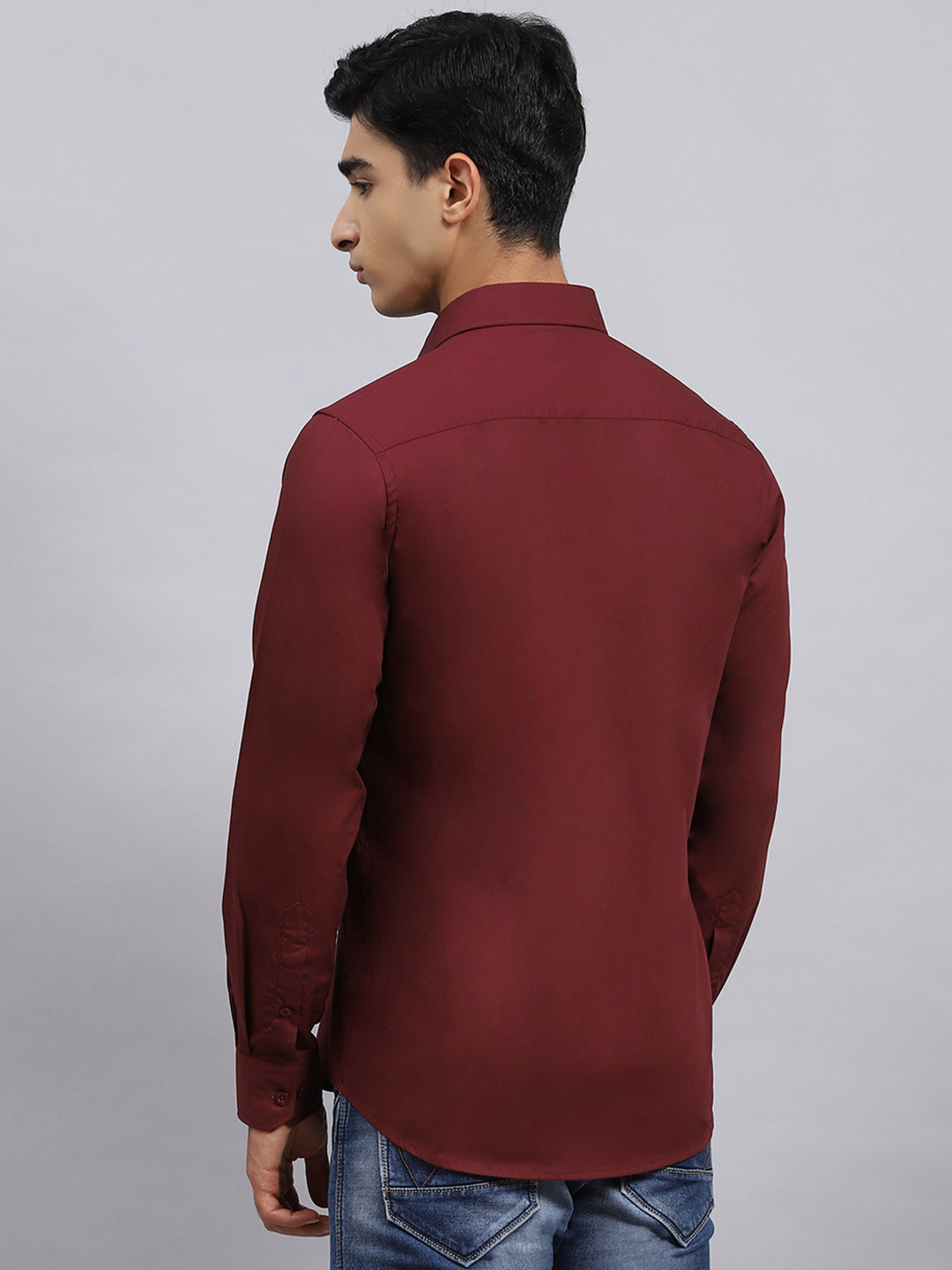 Men Maroon Solid Shirt