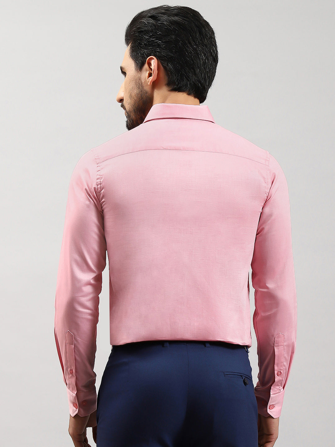 Men Pink Solid Collar Full Sleeve Shirts