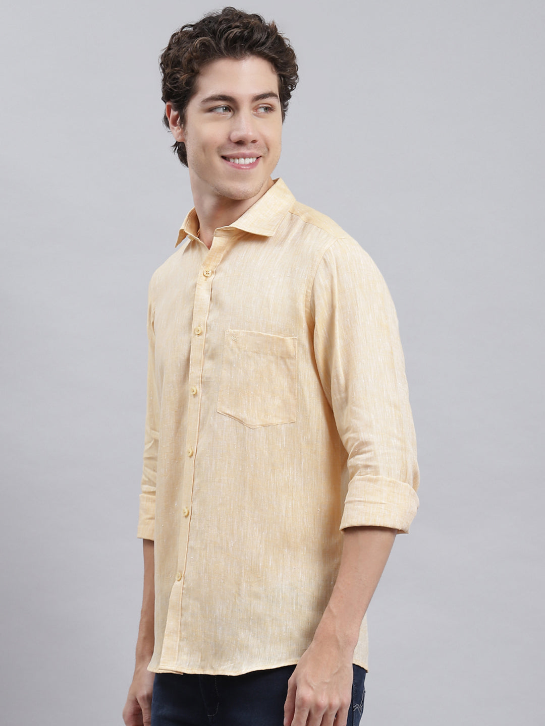 Men Beige Solid Shirt