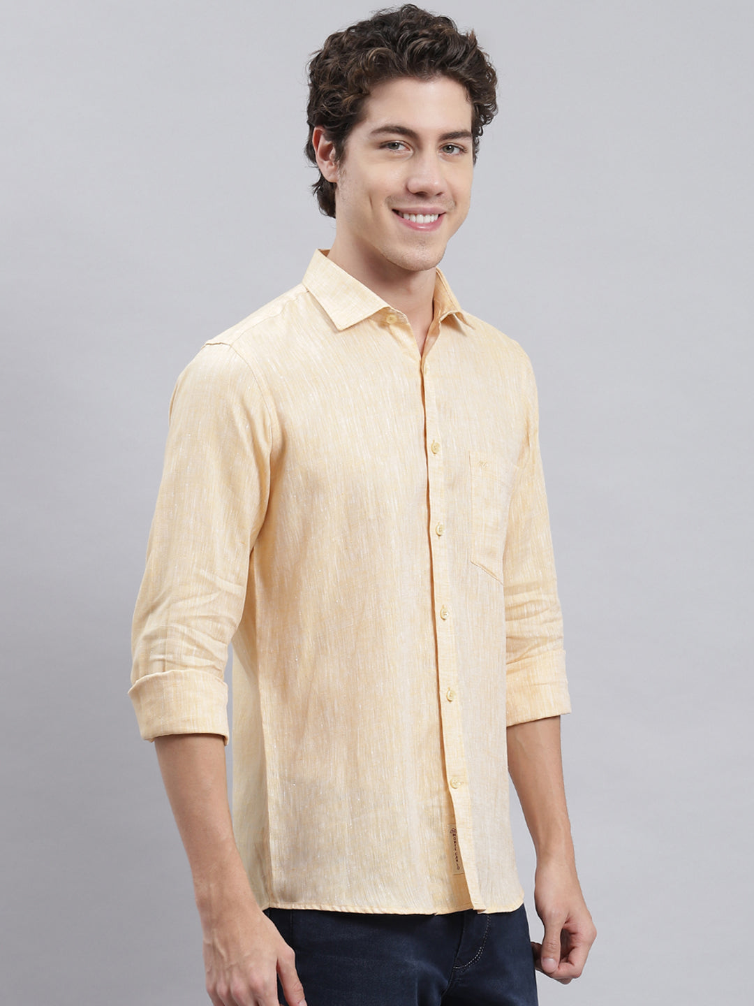 Men Beige Solid Shirt