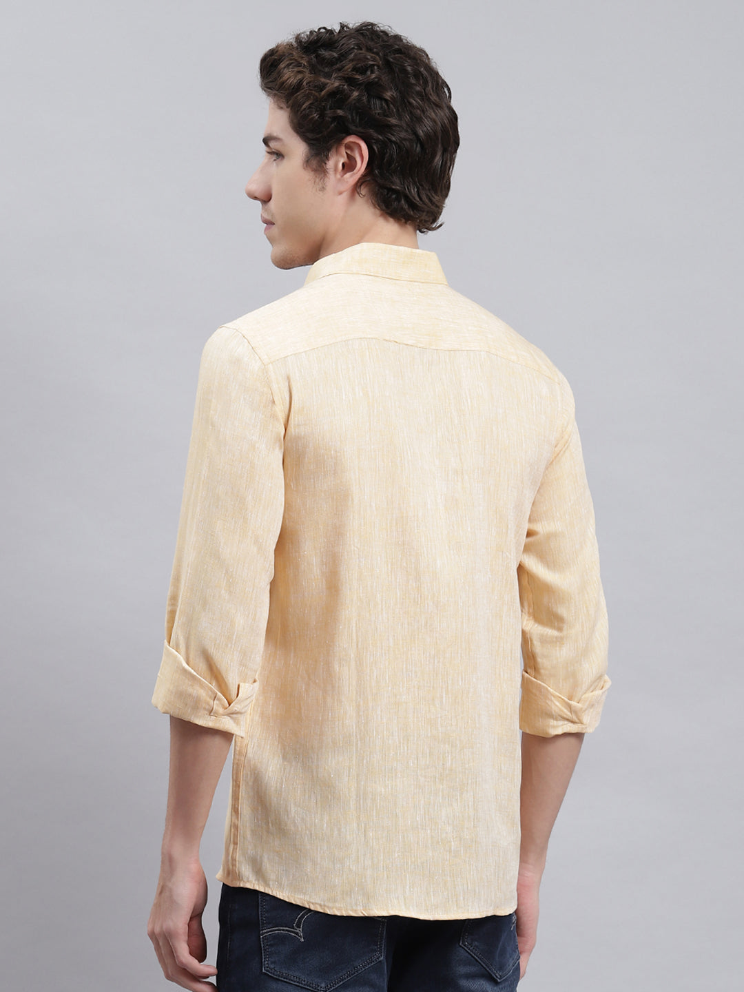 Men Beige Solid Shirt