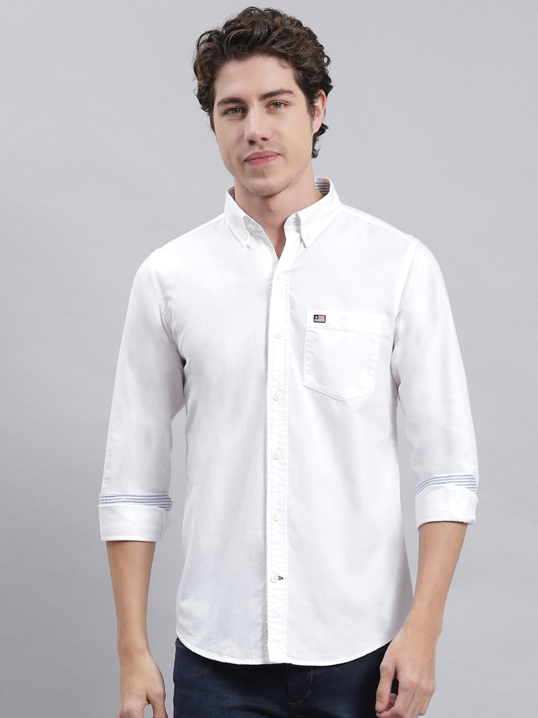 Men White Solid Shirt