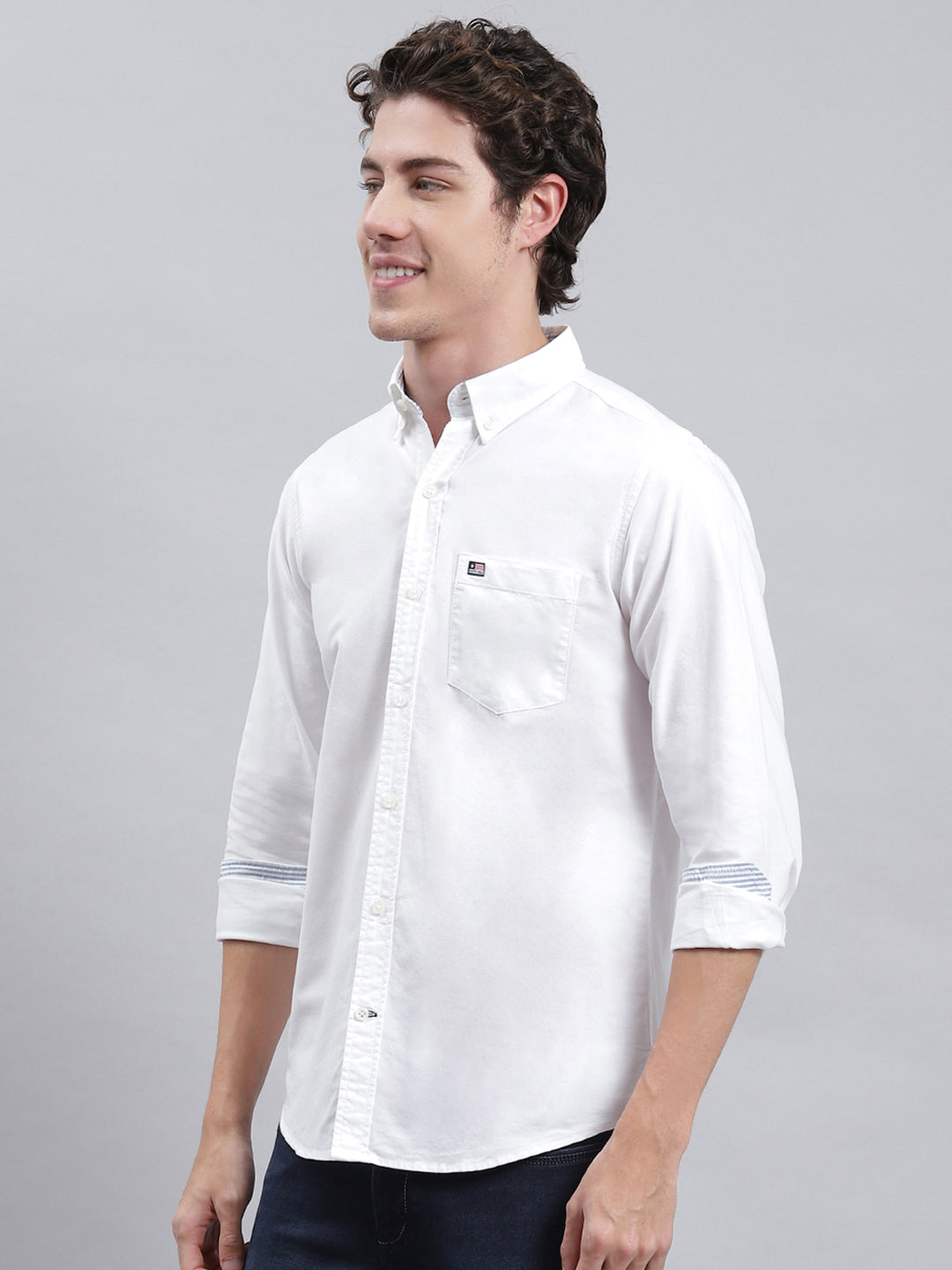 Men White Solid Shirt