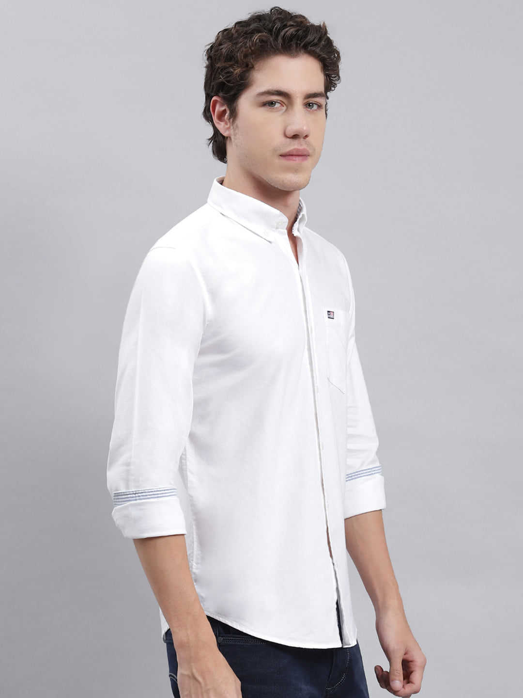 Men White Solid Shirt