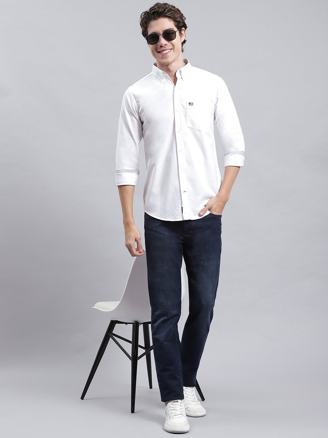 Men White Solid Shirt